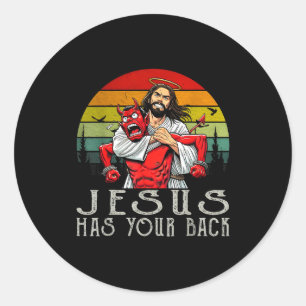 Pegatina Redonda ¡Jesús Está Detrás de Ti ! Jesús
