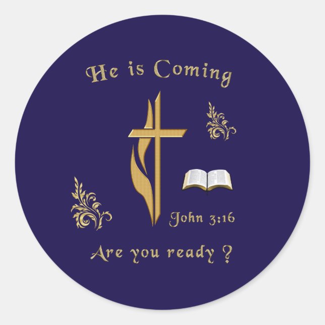 Pegatina Redonda Jesús está viniendo (Anverso)