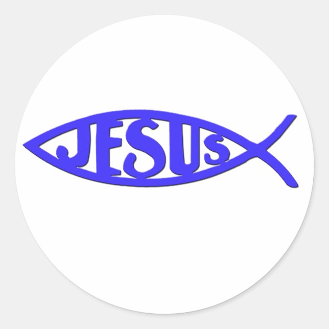 Pegatina Redonda Jesús Fish (Pegatinas Azules) (Anverso)