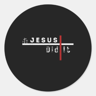 Pegatina Redonda Jesús Gracioso Cruce Cristiano Lo Hizo Sarcasmo Hu
