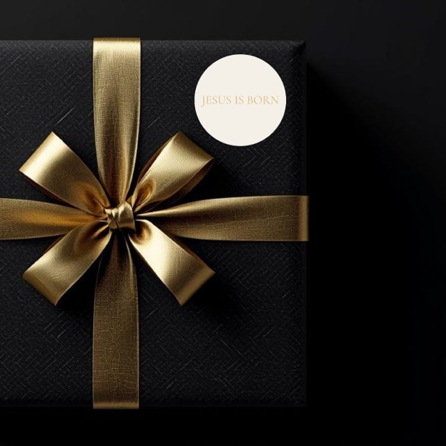 Pegatina Redonda JESUS IS BORN Cream Christmas Sticker #2 (Subido por el creador)