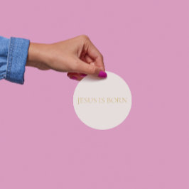 Pegatina Redonda JESUS IS BORN Cream Christmas Sticker #2