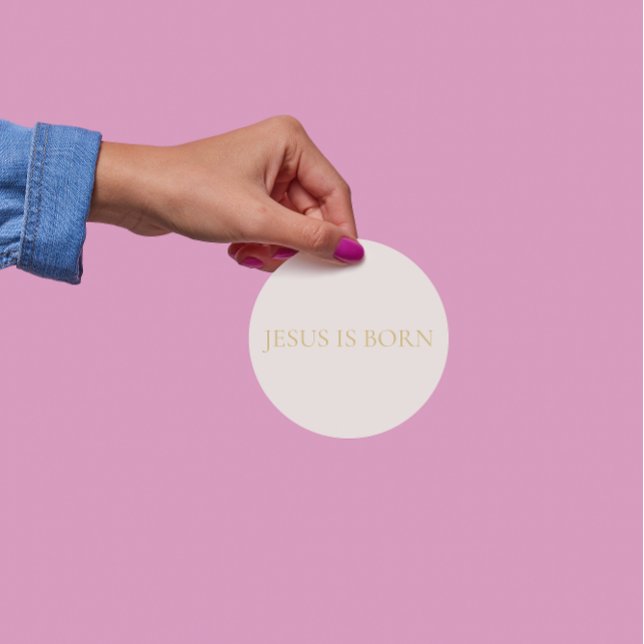 Pegatina Redonda JESUS IS BORN Cream Christmas Sticker #2 (Subido por el creador)
