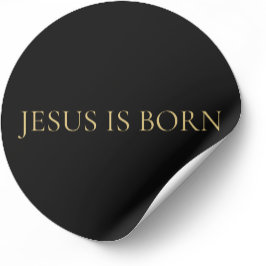 Pegatina Redonda JESUS IS BORN Minimalist Christmas Sticker 