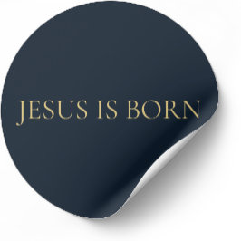 Pegatina Redonda JESUS IS BORN – Navy Minimal Christmas Sticker 