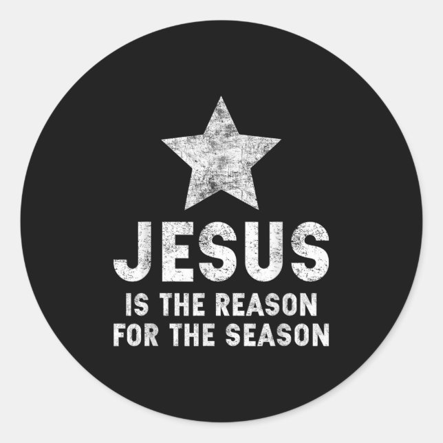 Pegatina Redonda Jesus Is The Reason For The Season Christian Faith (Anverso)