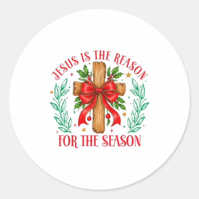 Pegatina Redonda Jesus Is The Reason For The Season Christmas Chris (Anverso)