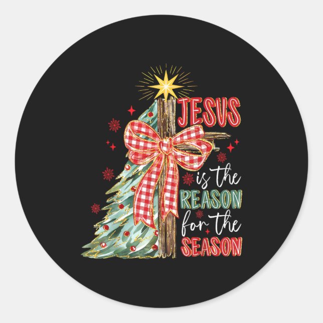 Pegatina Redonda Jesus Is The Reason For The Season Christmas Xmas  (Anverso)