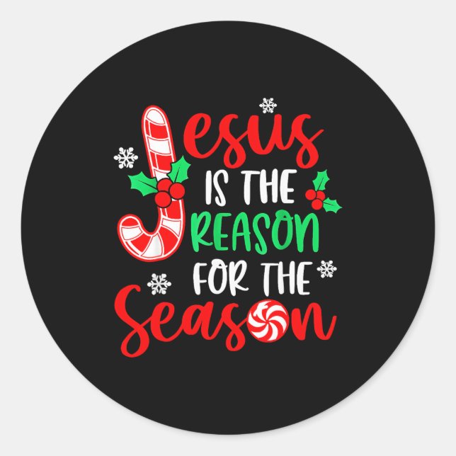 Pegatina Redonda Jesus Is The Reason For The Season Christmas Xmas  (Anverso)