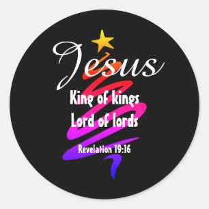 Pegatina Redonda JESUS KING OF KINGS Personalizado Black Modern