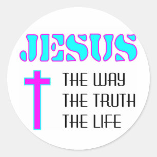 Pegatina Redonda Jesús la manera la verdad la vida