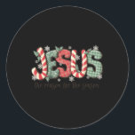 Pegatina Redonda Jesús La Razón De La Temporada Cristiana Christma<br><div class="desc">Jesús La Razón De La Temporada De Navidades Cristianos</div>