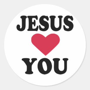 Pegatina Redonda Jesús le ama