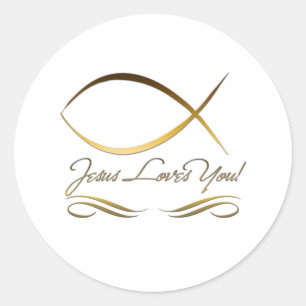 Pegatina Redonda Jesús le ama