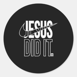 Pegatina Redonda Jesús lo hizo Él ha resucitado Cruz cristiana reli