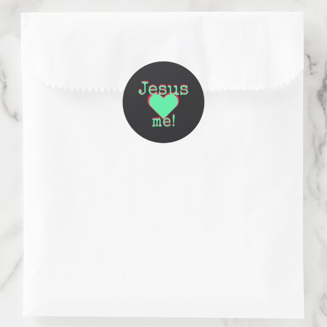 Pegatina Redonda Jesus loves me (Bolso)