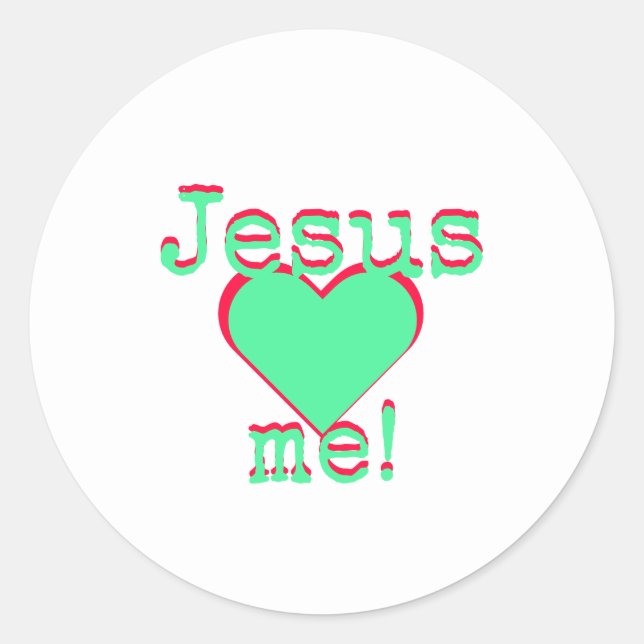 Pegatina Redonda Jesus loves me (Anverso)