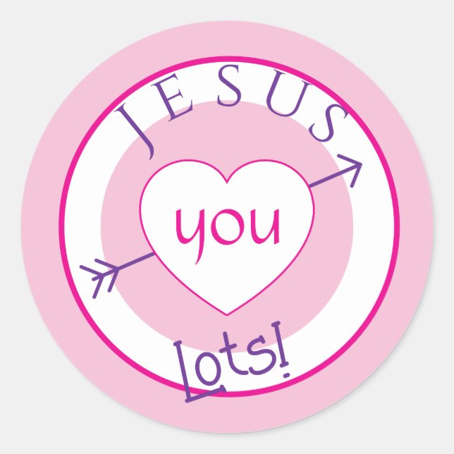 Pegatina Redonda Jesus Loves You Valentine Sticker (Anverso)