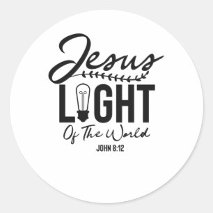 Pegatina Redonda Jesús Luz Del Mundo - La Biblia Verse