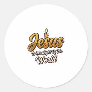 Pegatina Redonda Jesus Luz del Mundo Vela Cristiana Vector_1