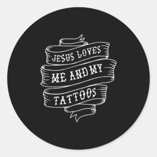 Pegatina Redonda Jesús Me Ama A Mí Y A Mi Cita Cristiana Graciosa D