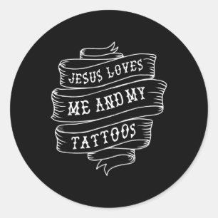 Pegatina Redonda Jesús Me Ama A Mí Y A Mi Cita Cristiana Graciosa D