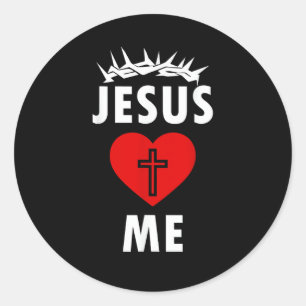 Pegatina Redonda Jesús me ama Cristiano Religioso