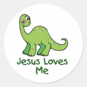 Pegatina Redonda Jesús Me Ama Dino