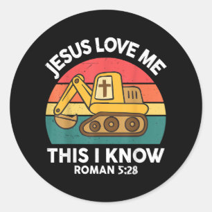 Pegatina Redonda Jesús Me Ama Esto Lo Conozco Excavador Cristiano