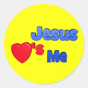 Pegatina Redonda Jesús Me Ama Pegatinas