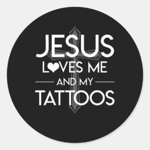 Pegatina Redonda Jesús Me Ama Tattoos Fe Cristiana