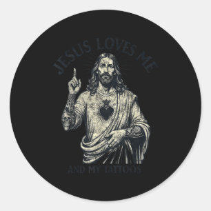 Pegatina Redonda Jesús me ama y mis tatuajes cristianos tatuados T