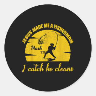 Pegatina Redonda Jesús Me Hizo Un Pescador De Hombres Camiseta Cris