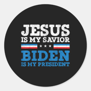 Pegatina Redonda Jesús Mi Salvador Joe Biden Mi Presidente Electi 2