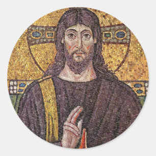 Pegatina Redonda Jesus Mosaic