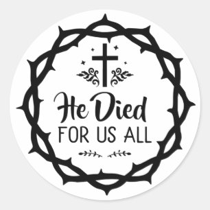 Pegatina Redonda Jesús murió por todos nosotros