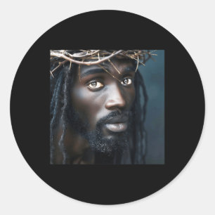 Pegatina Redonda Jesús Negro, Cristianismo, Iglesia, Cristo, Jesús 