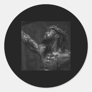 Pegatina Redonda Jesús Negro, Cristianismo, Iglesia, Cristo, Jesús 