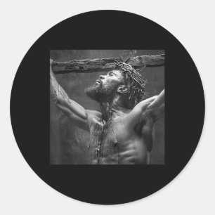 Pegatina Redonda Jesús Negro, Cristianismo, Iglesia, Cristo, Jesús