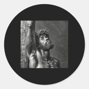 Pegatina Redonda Jesús Negro, Cristianismo, Iglesia, Cristo, Jesús