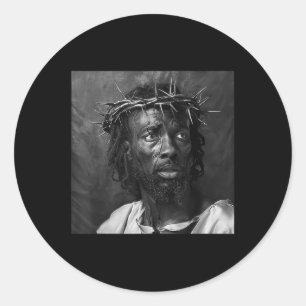 Pegatina Redonda Jesús Negro, Cristianismo, Iglesia, Cristo, Jesús