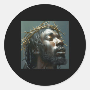 Pegatina Redonda Jesús Negro, Cristianismo, Iglesia, Cristo, Jesús 