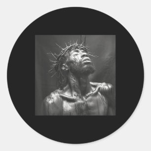 Pegatina Redonda Jesús Negro, Cristianismo, Iglesia, Cristo, Jesús