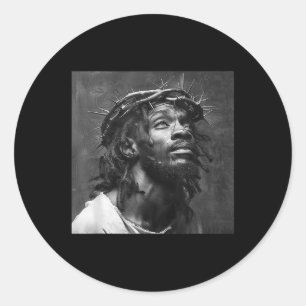 Pegatina Redonda Jesús Negro, Cristianismo, Iglesia, Cristo, Jesús 