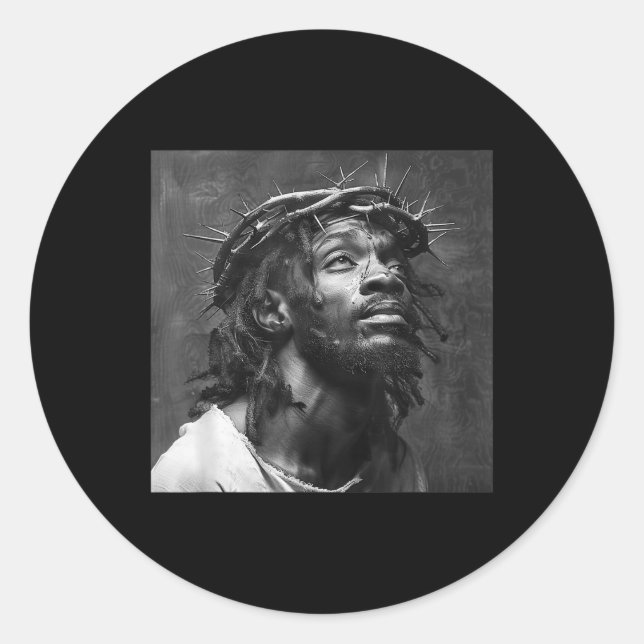 Pegatina Redonda Jesús Negro, Cristianismo, Iglesia, Cristo, Jesús  (Anverso)