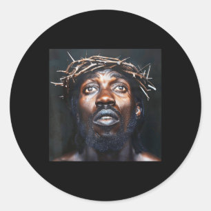 Pegatina Redonda Jesús Negro, Cristianismo, Iglesia, Cristo, Jesús