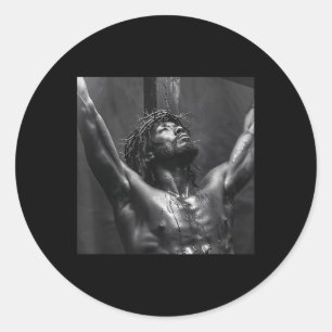 Pegatina Redonda Jesús Negro, Cristianismo, Iglesia, Cristo, Jesús