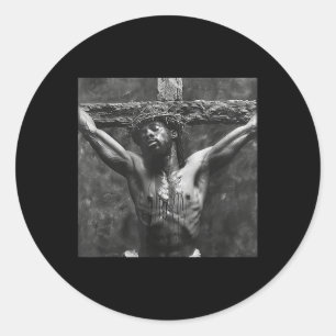 Pegatina Redonda Jesús Negro, Cristianismo, Iglesia, Cristo, Jesús