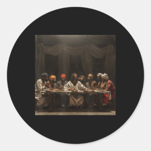 Pegatina Redonda Jesús Negro, Último Sacramento, Jesús 0