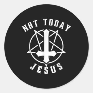 Pegatina Redonda Jesús no cruza hoy Jesús Jesús Tee gráfico cristia
